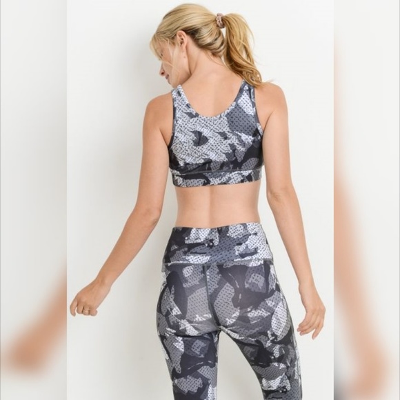 Monochrome Kaleidoscope Camo Sports Bra - Picture 3 of 7
